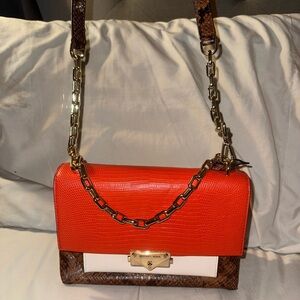 Michael Kors Red and Brown Shoulder Bag